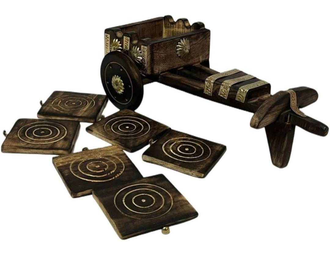 Gadha Bulk Cart Coaster Holder with Coasters – Heritage Meets Hospitality