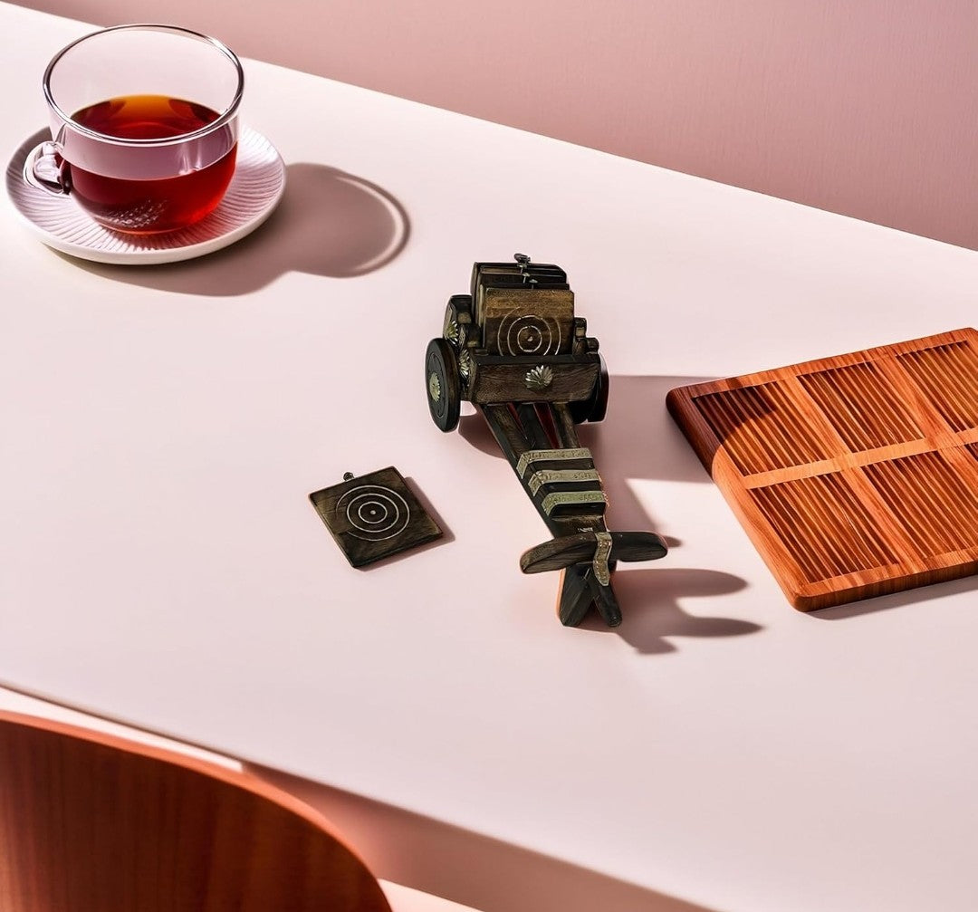 Gadha Bulk Cart Coaster Holder with Coasters – Heritage Meets Hospitality